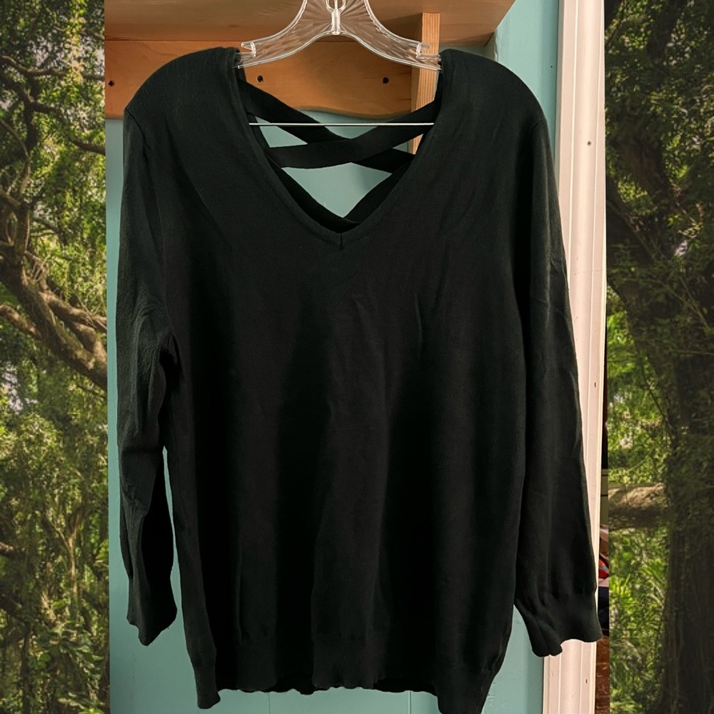Dark Green Crisscross Back Sweater